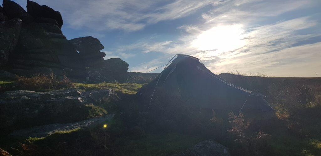 Tent setup underneath Scarey Tor